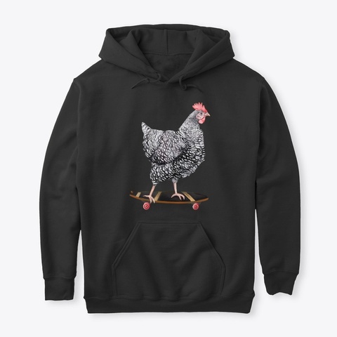 Cute Skateboarding Chicken T Shirt Black T-Shirt Front