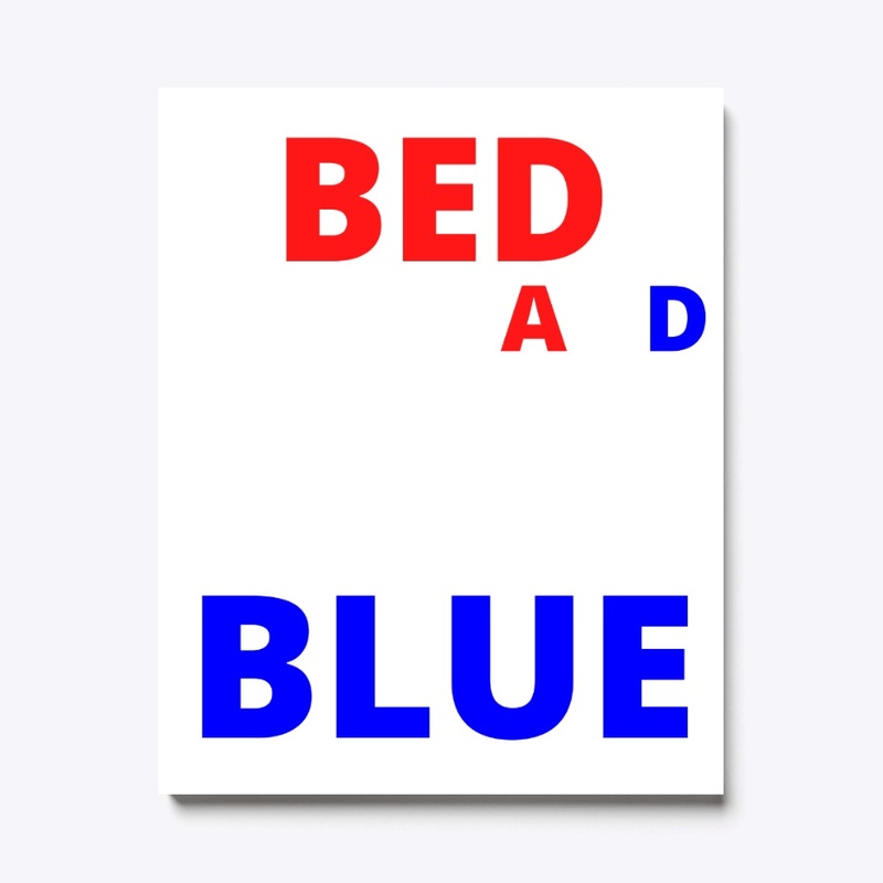 Bed white and blue funny independence na