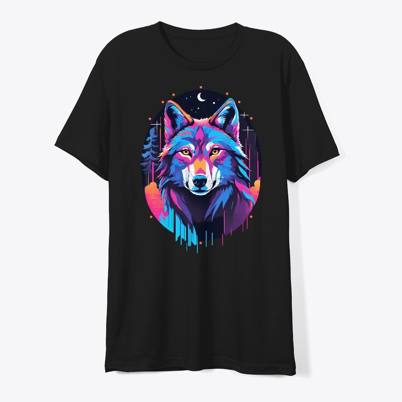 Eerie Neon Blacklight Wolf Shirt