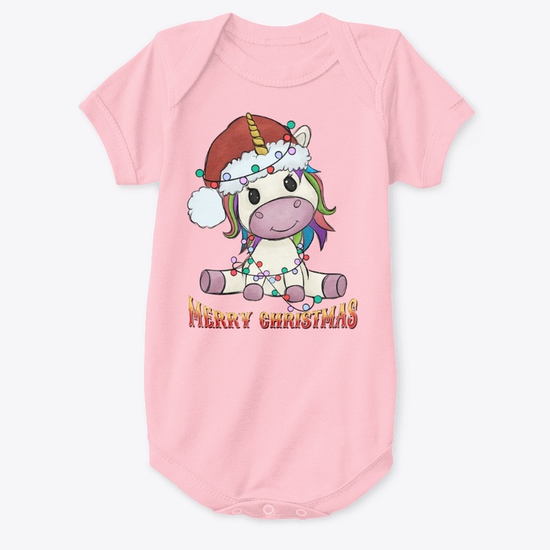 Unicorn wrapped in Christmas lights