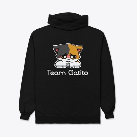 Suéter Con Cierre Gatito Shy 💖 #13 Black T-Shirt Back