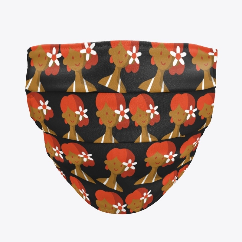 RED ORANGE HAIRED LADY FACE MASK