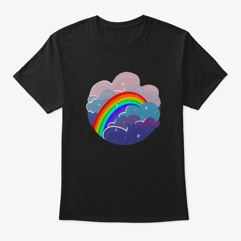 Rainbow In The Clouds Black T-Shirt Front