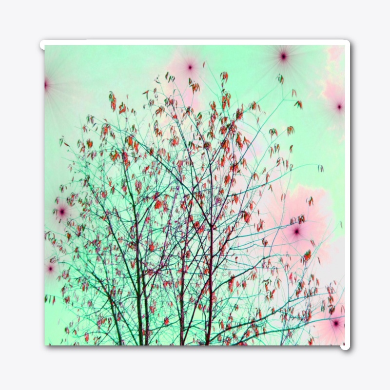 pastel green sky tree
