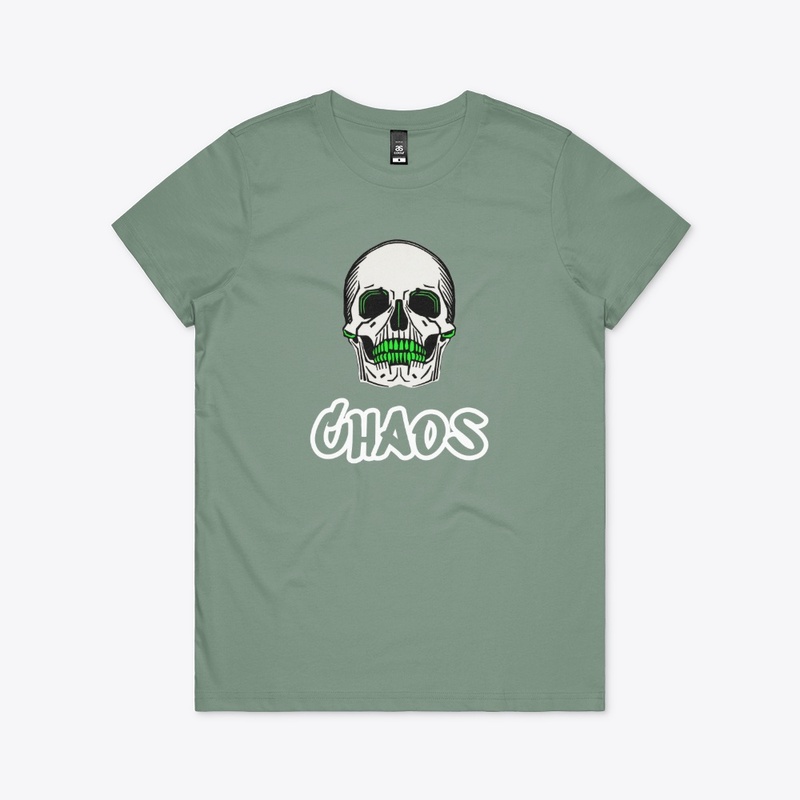 Skull Chaos Graffiti Style Green Teeth
