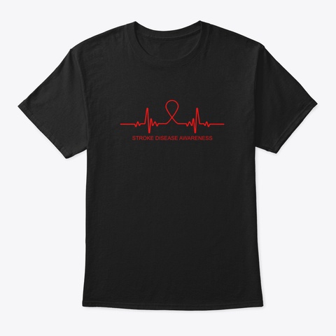 Stroke Disease Awareness Heartbeat Speci Black T-Shirt Front