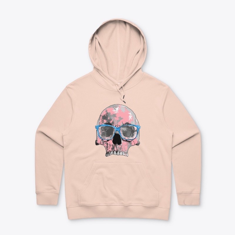 Pink skull with glasses