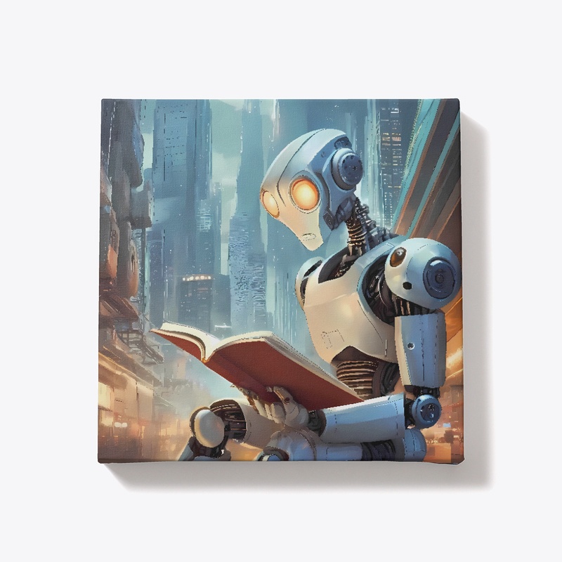 A robot reading 