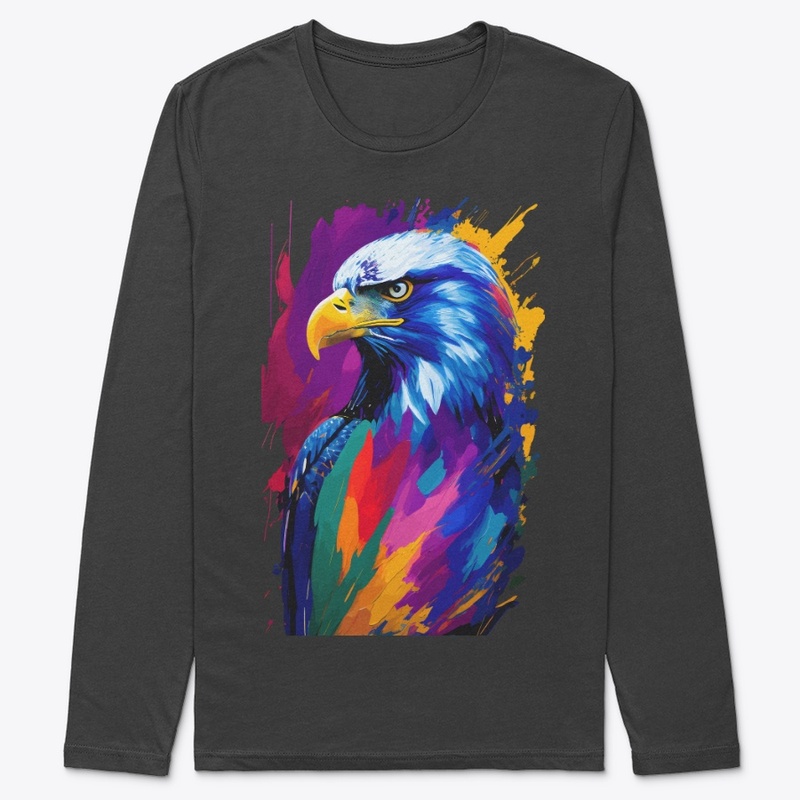 Vibrant Eagle in colorful splatter, left