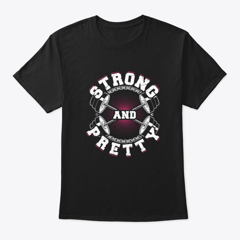 Strong And Pretty   Fitness Black T-Shirt Front