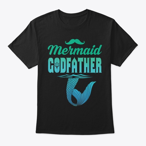 Mens Funny Matching Family Tshirt Mermai Black T-Shirt Front