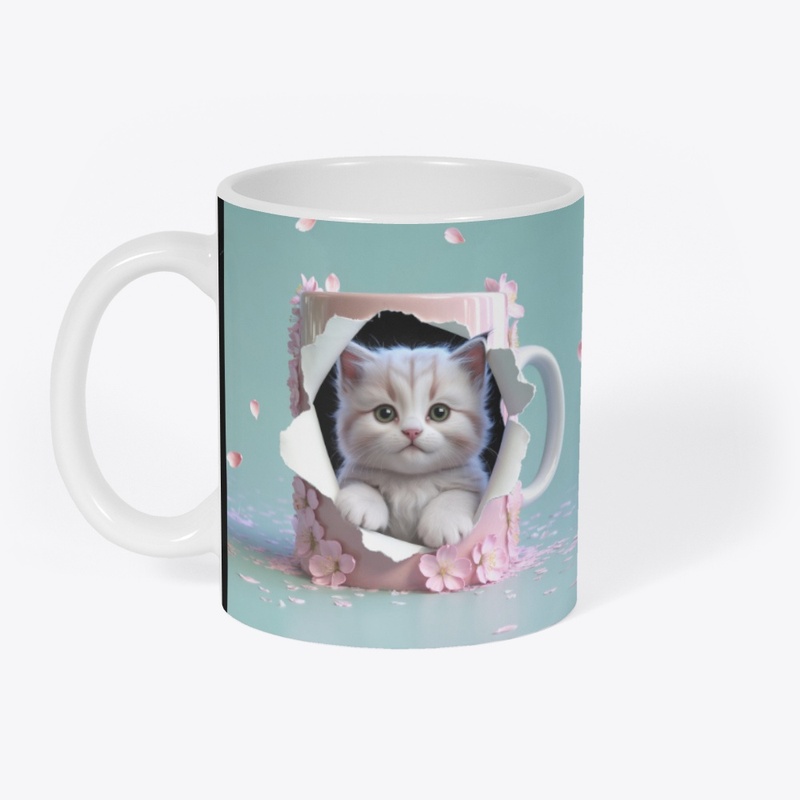 Kitten in Floral Mug – Cute  Design