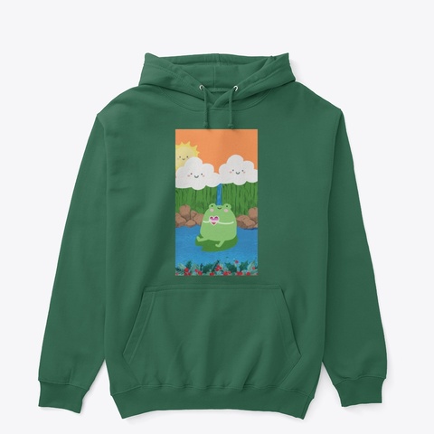 Feelin Froggy Hoodie Forest Green Kaos Front