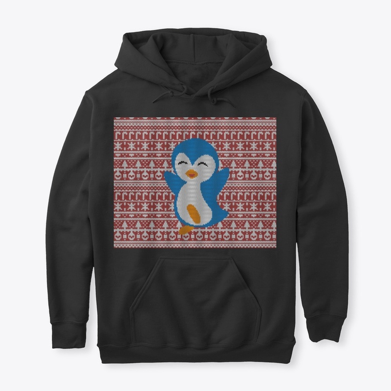 Unisex Hoodie Cheering Penguin-Ugly Xmas