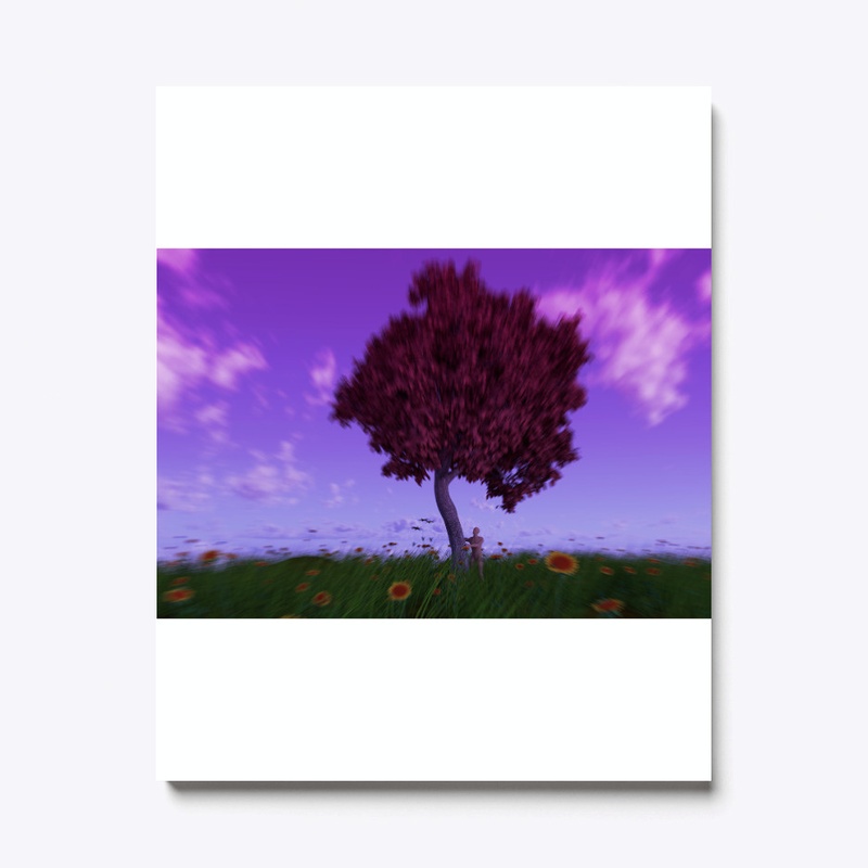 Landscape of man admiring a tree