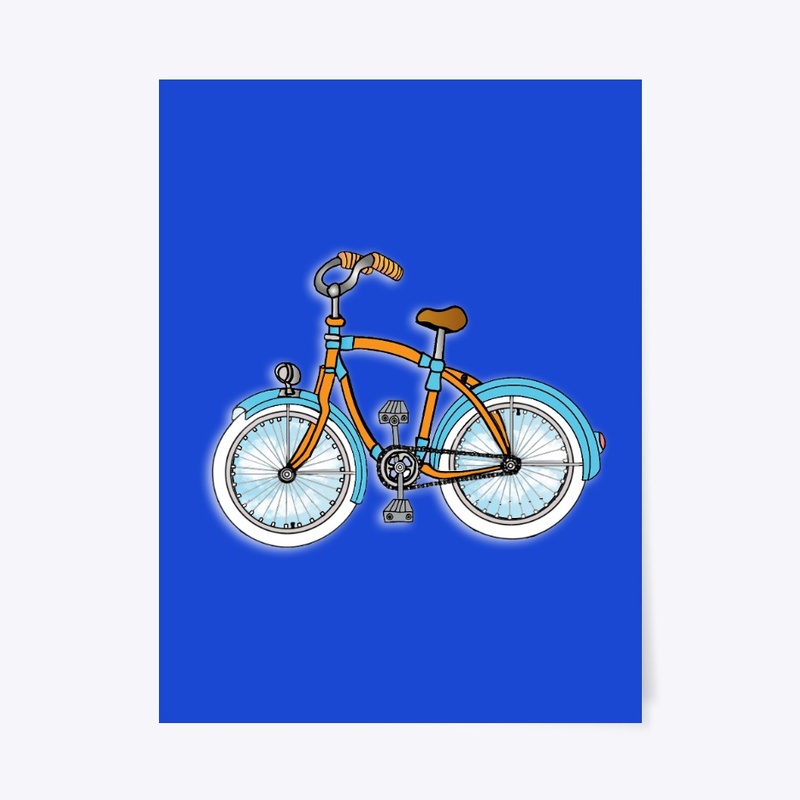 Orange and blue bicycle...