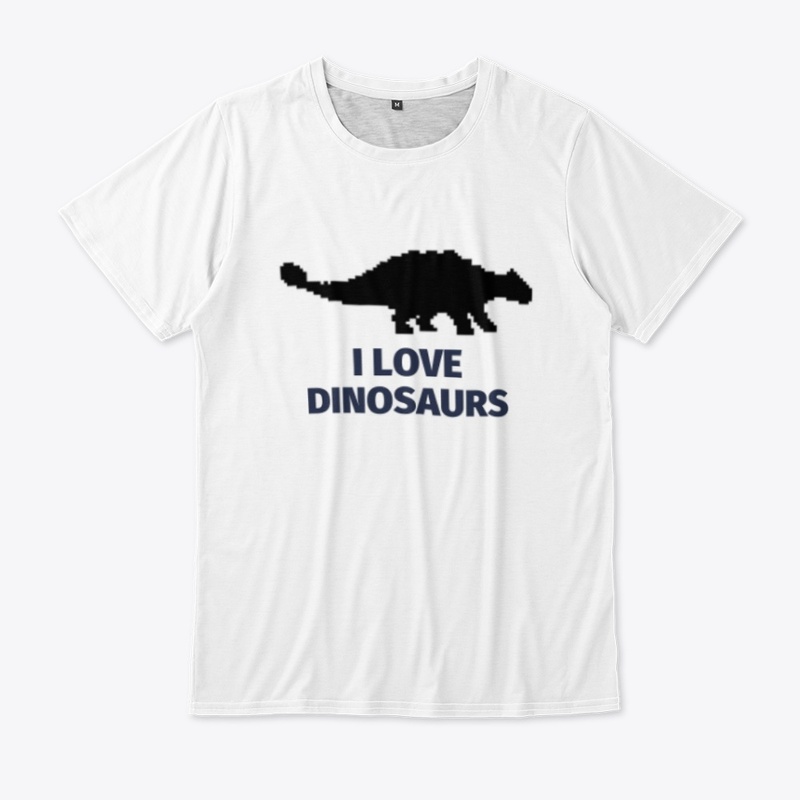 Pixel Art Dinosaur 9 White