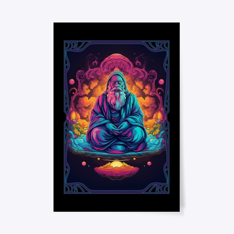 Trippy Celestial Monk/Buddha print
