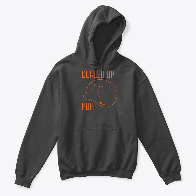  Curled Up Pup Kids Hoodie - Grey