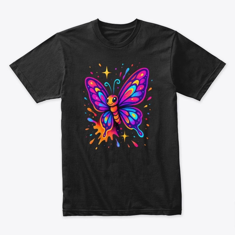 Colorful Neon Butterfly Cartoon Art