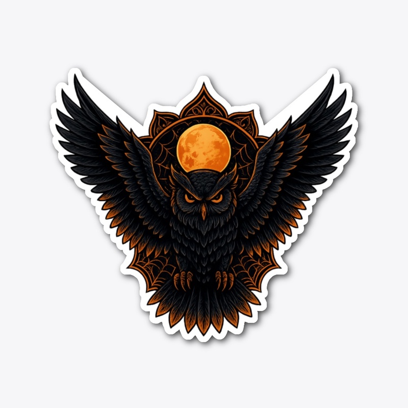 Midnight Owl Under the Blood Moon