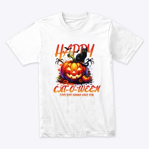 Happy Cat O Ween Fun Cat T Shirt White T-Shirt Front