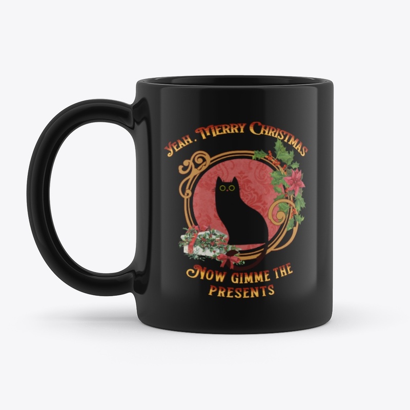 yeah Merry Christmas, grumpy black cat 
