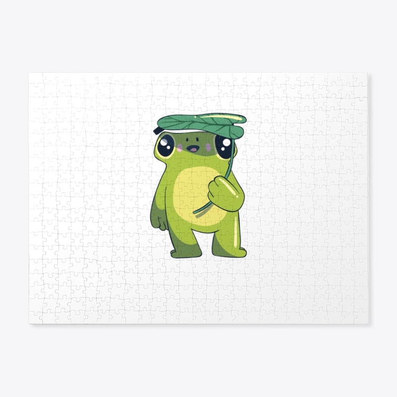 Frog Under Leaf