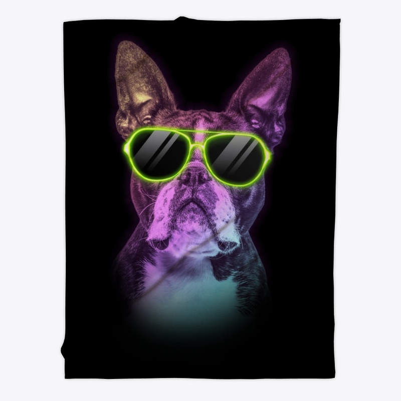 Neon Boston Terrier Disco Themed Gift