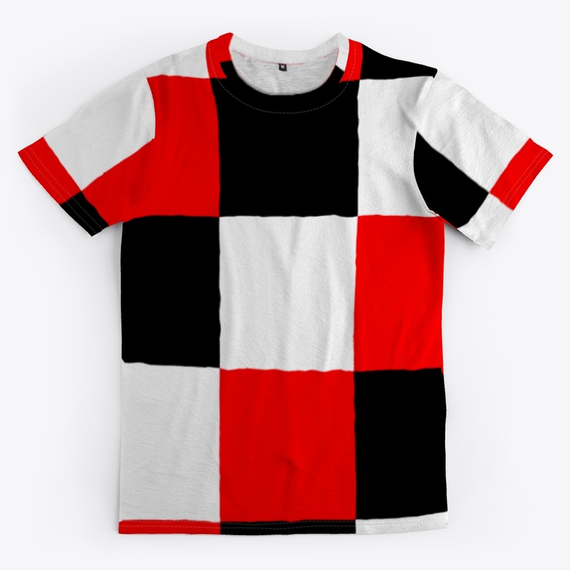 Black White Red Patchwork Check Pattern