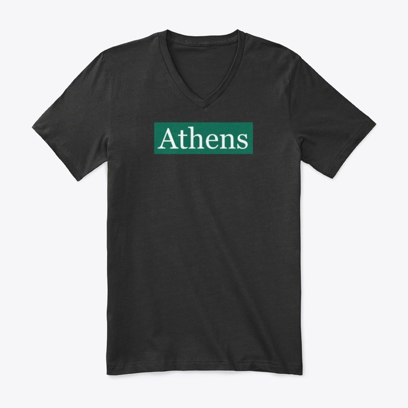 Athens Written in White on Green