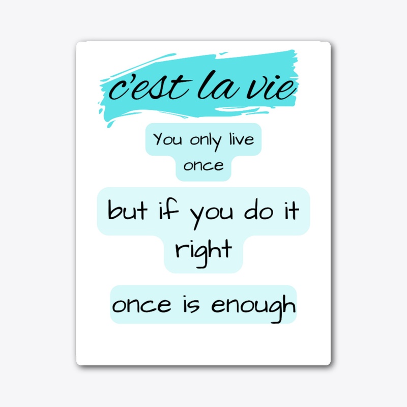 c'est la vie t_shirt with aqua colore