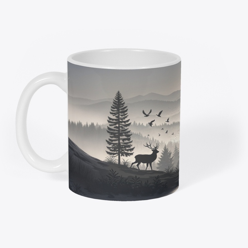 Misty Mountain Wildlife at Dawn