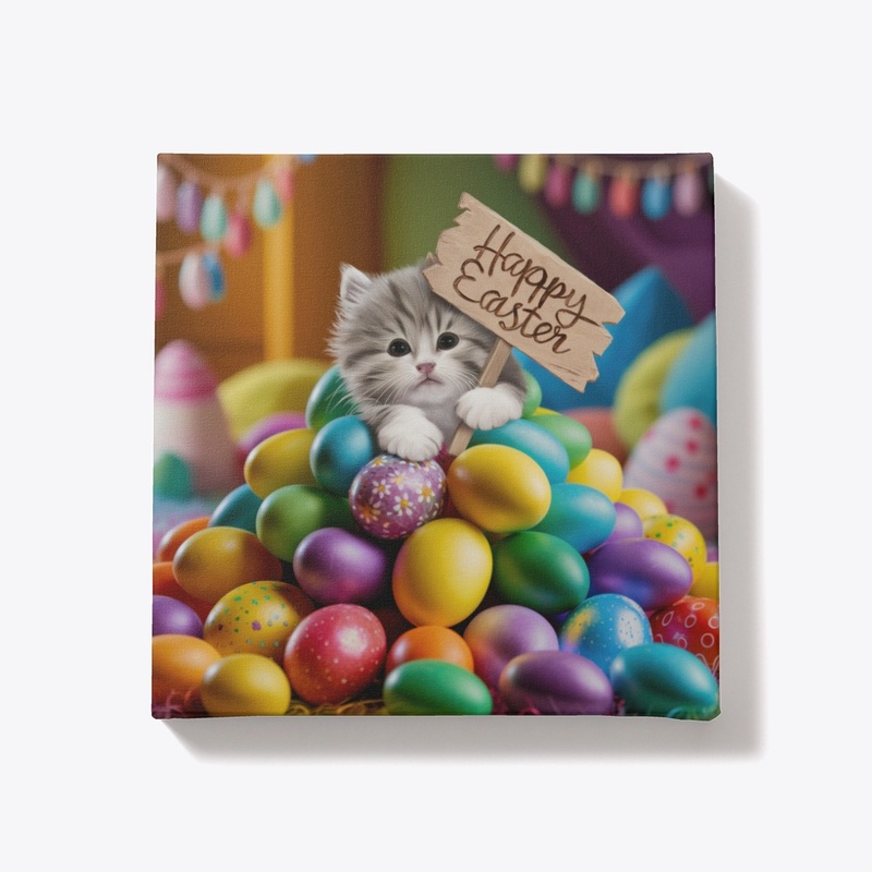 Happy Easter Kitten Decor