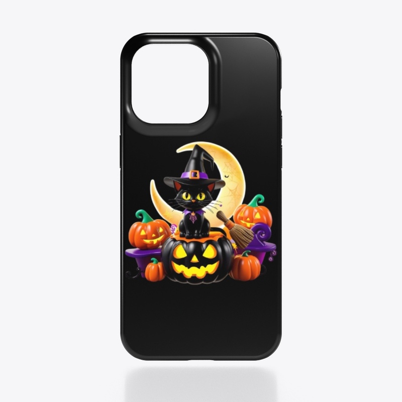 3d Halloween black cat with pumpkin