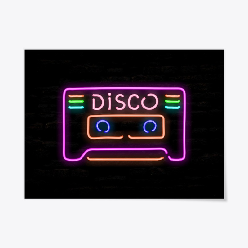 Disco Cassette Man Cave Neon Pipe Sign