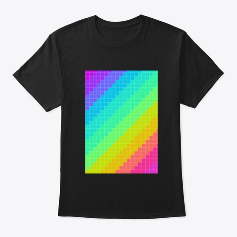 Rainbow Pixel Black T-Shirt Front