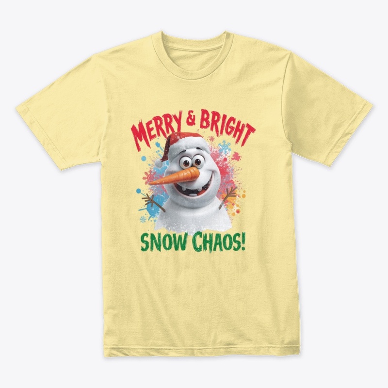 Funny Snowman Tee – Merry & Bright Xmas