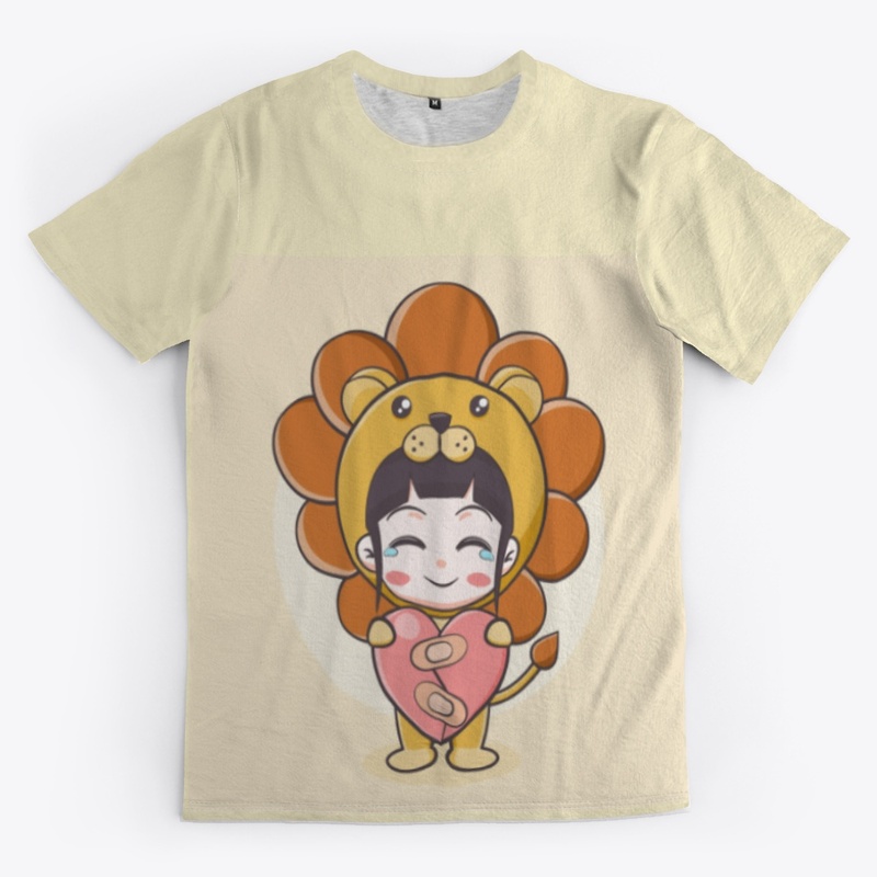 Cute lion costume girl