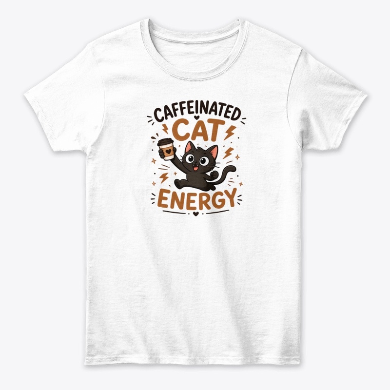 Caffeinated Cat Energy Funny Black Cat