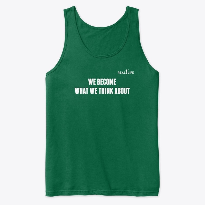 We Become What We Think About White logo