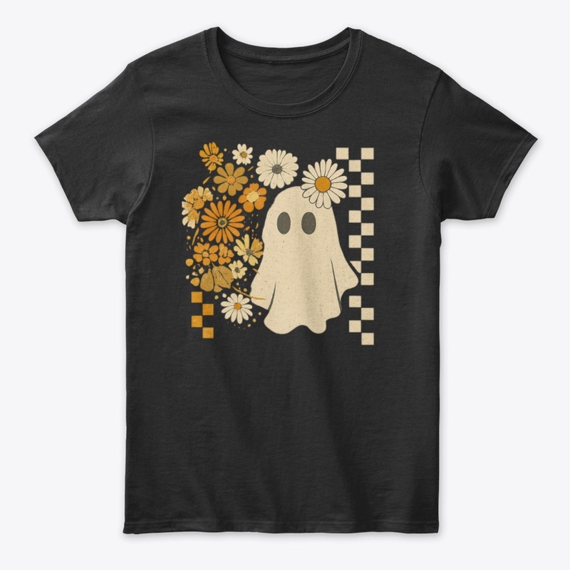 Retro Ghost & Floral Checkered