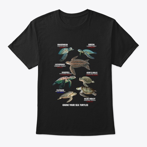 Know Your Sea Turtles Shirt Black T-Shirt Front