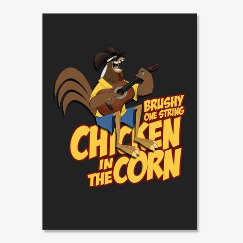 Brushy One String - Brushy - Chicken In The Corn Sticker