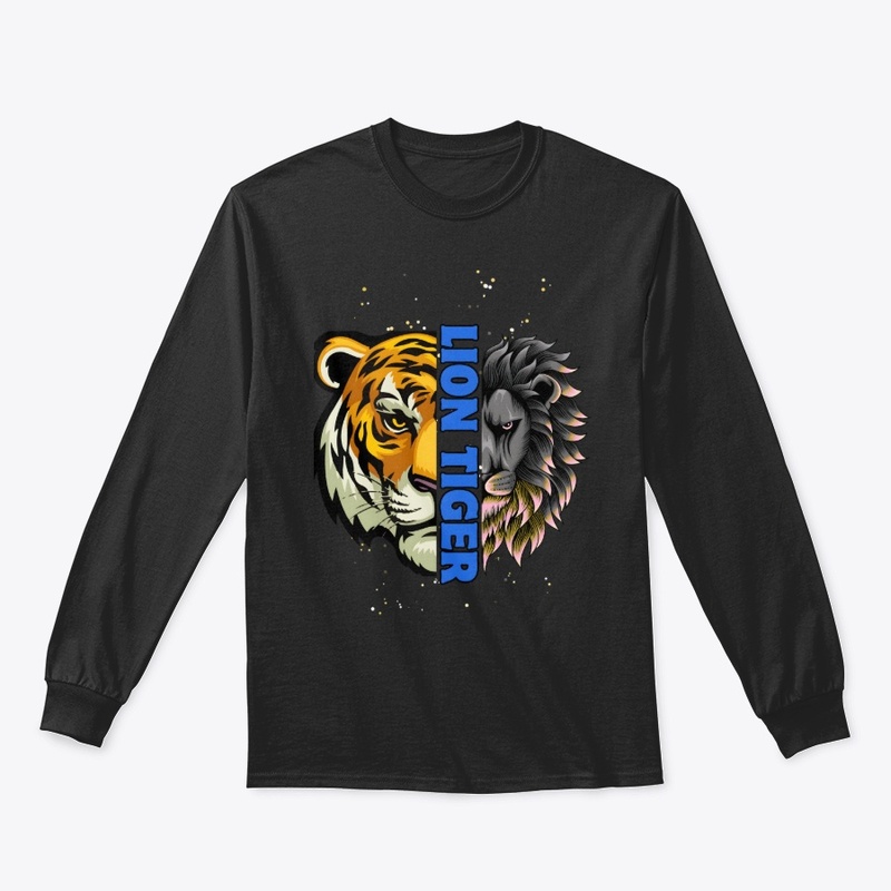 Lion Tiger Black Long Sleeve-Hoodie