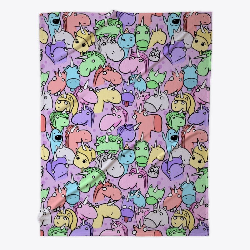 Unicorn Doodle Pillow and Blanket
