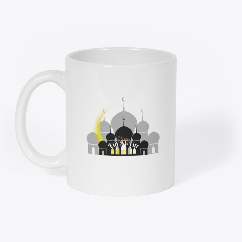 Happy Eid Al-Fitr Mosque & Moon Art