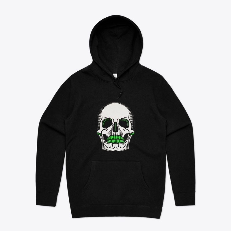 Dark Skull Neon Highlights Green Teeth