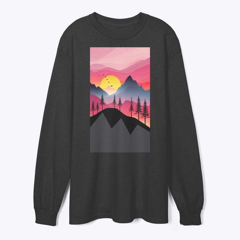 2.	Minimal mountain silhouette at sunset