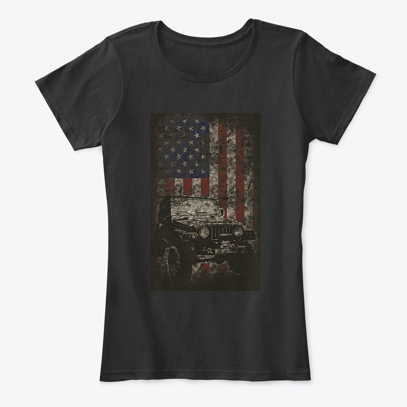 Jeeps American Flag Patriotic Retro 